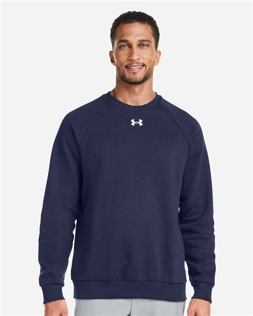 Under Armour Men's Rival Fleece Crewneck Sweatshirt - 1379755 Midnight Navy- White