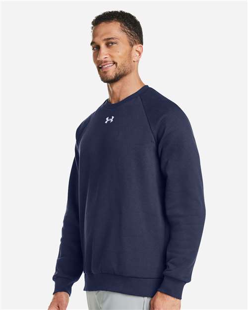 Under Armour Men's Rival Fleece Crewneck Sweatshirt - 1379755 Midnight Navy- White