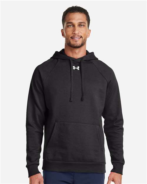 Under Armour Men's Rival Fleece Hooded Sweatshirt - 1379757 Black- White