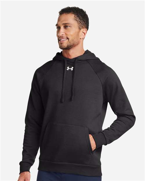 Under Armour Men's Rival Fleece Hooded Sweatshirt - 1379757 Black- White