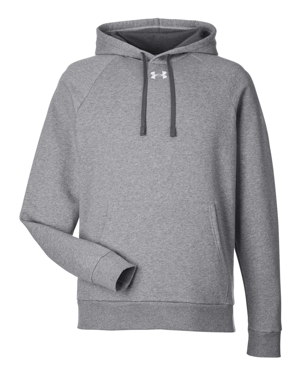 Under Armour Men's Rival Fleece Hooded Sweatshirt - 1379757 CS Grey Light Heather- White