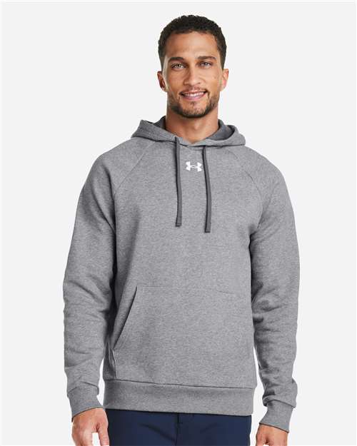 Under Armour Men's Rival Fleece Hooded Sweatshirt - 1379757 CS Grey Light Heather- White