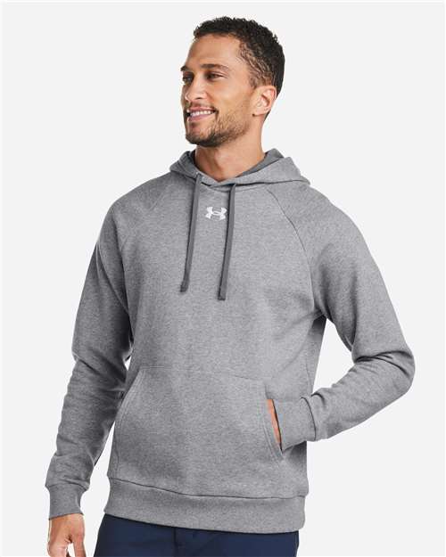 Under Armour Men's Rival Fleece Hooded Sweatshirt - 1379757 CS Grey Light Heather- White
