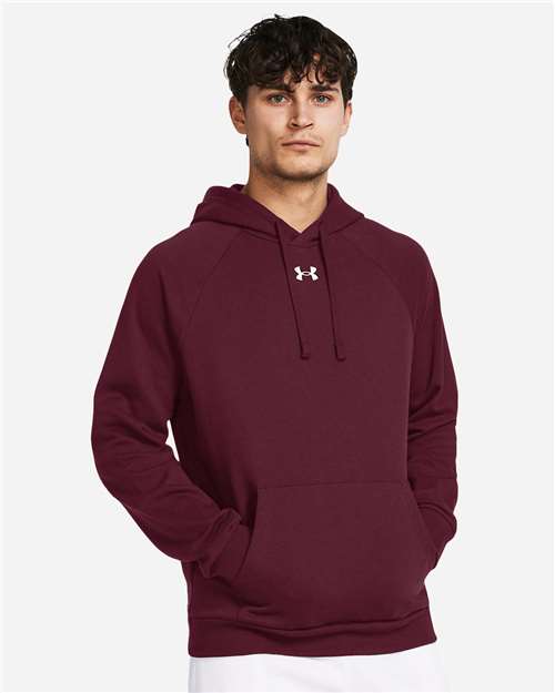 Under Armour Men's Rival Fleece Hooded Sweatshirt - 1379757 Maroon- White