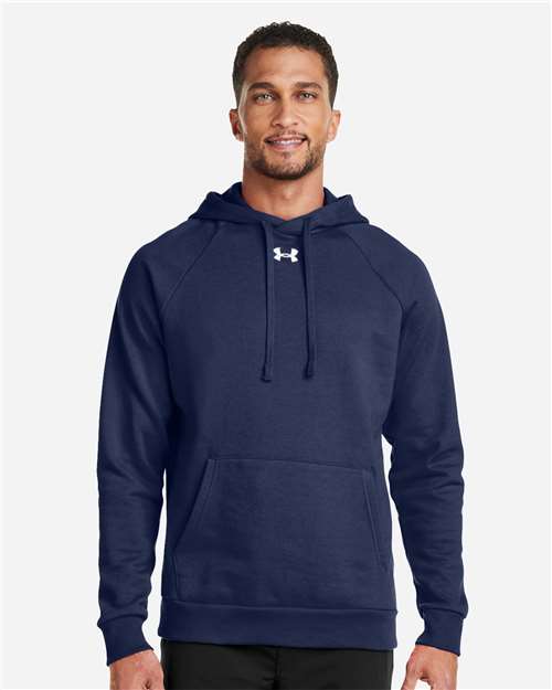 Under Armour Men's Rival Fleece Hooded Sweatshirt - 1379757 Midnight Navy- White