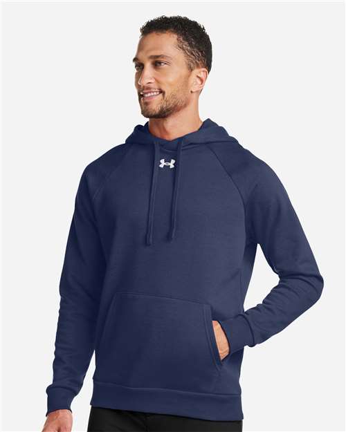 Under Armour Men's Rival Fleece Hooded Sweatshirt - 1379757 Midnight Navy- White