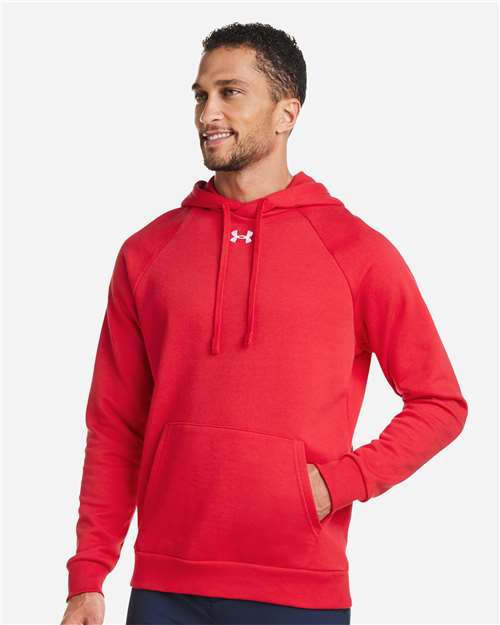Under Armour Men's Rival Fleece Hooded Sweatshirt - 1379757 Red- White