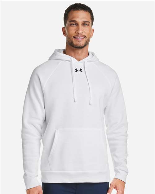 Under Armour Men's Rival Fleece Hooded Sweatshirt - 1379757 White- Black