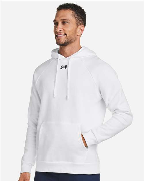 Under Armour Men's Rival Fleece Hooded Sweatshirt - 1379757 White- Black