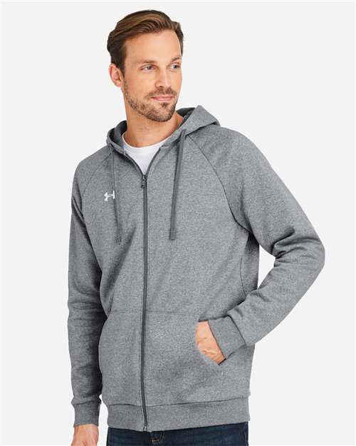 Under Armour Men's Rival Fleece Full-Zip - 1379767 CS Grey Light Heather- White