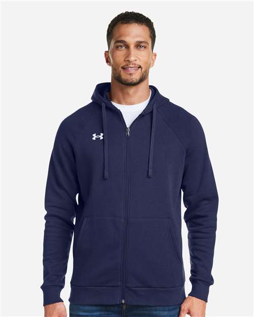Under Armour Men's Rival Fleece Full-Zip - 1379767 Midnight Navy- White