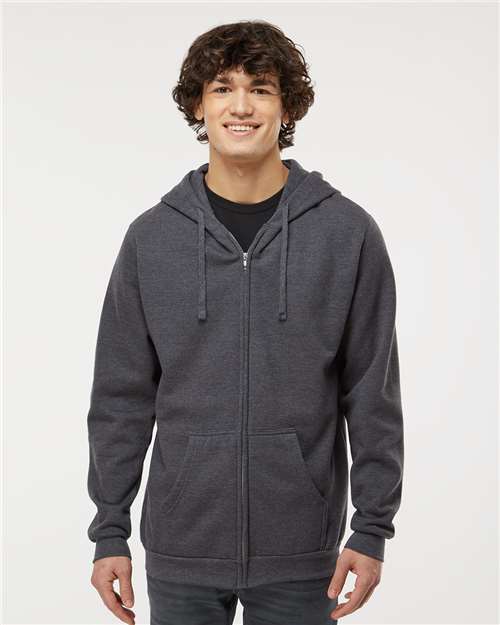 M&O Unisex Zipper Fleece Hoodie - 3331 - 3331M Dark Heather
