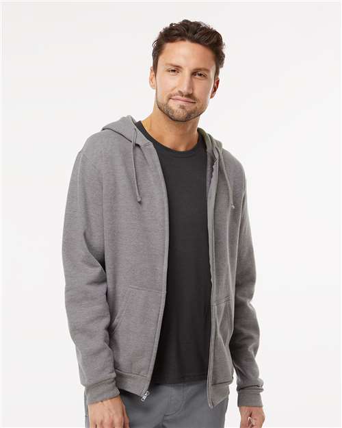M&O Unisex Zipper Fleece Hoodie - 3331 - 3331M Heather Grey
