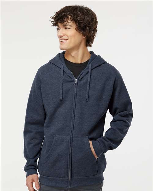 M&O Unisex Zipper Fleece Hoodie - 3331 - 3331M Heather Navy