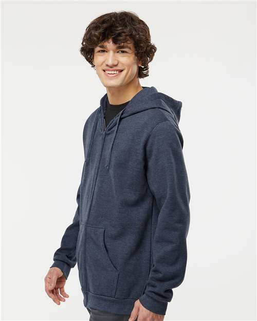 M&O Unisex Zipper Fleece Hoodie - 3331 - 3331M Heather Navy