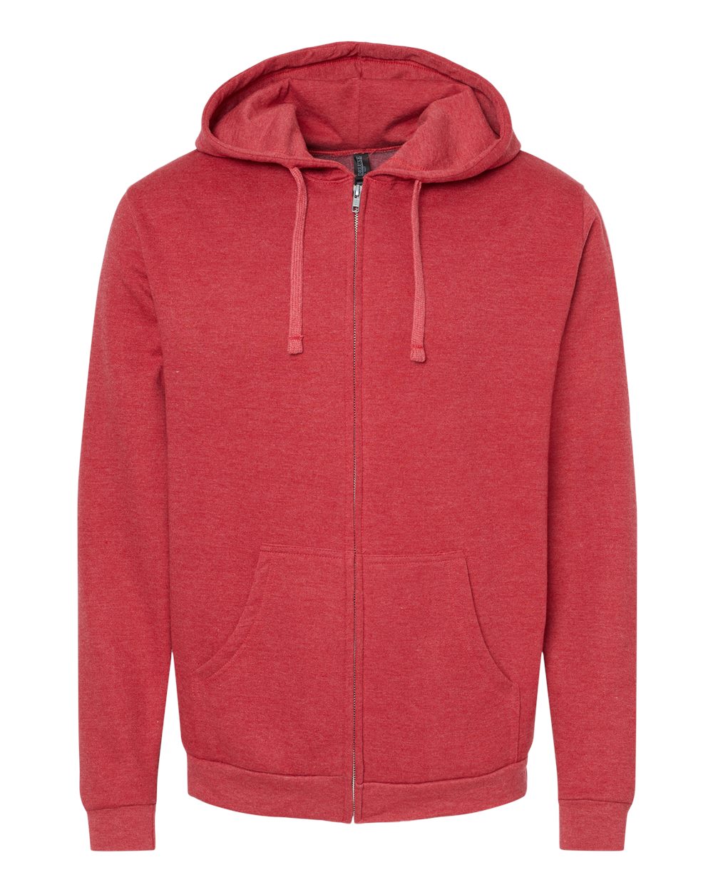 M&O Unisex Zipper Fleece Hoodie - 3331 - 3331M Heather Red