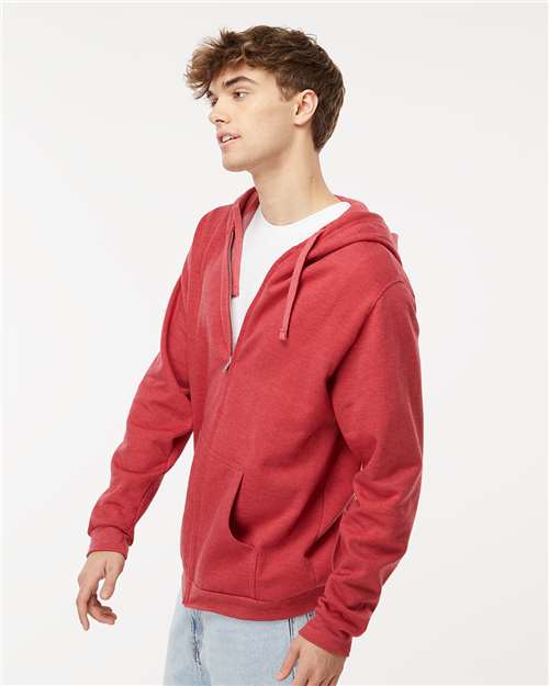 M&O Unisex Zipper Fleece Hoodie - 3331 - 3331M Heather Red