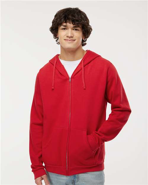 M&O Unisex Zipper Fleece Hoodie - 3331 - 3331M Red