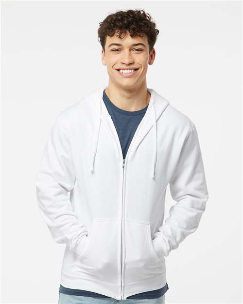 M&O Unisex Zipper Fleece Hoodie - 3331 - 3331M White