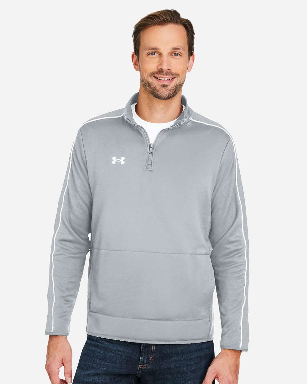 Under Armour Men's Command 2.0 Quarter-Zip Pullover - 1383260 Mod Grey- White