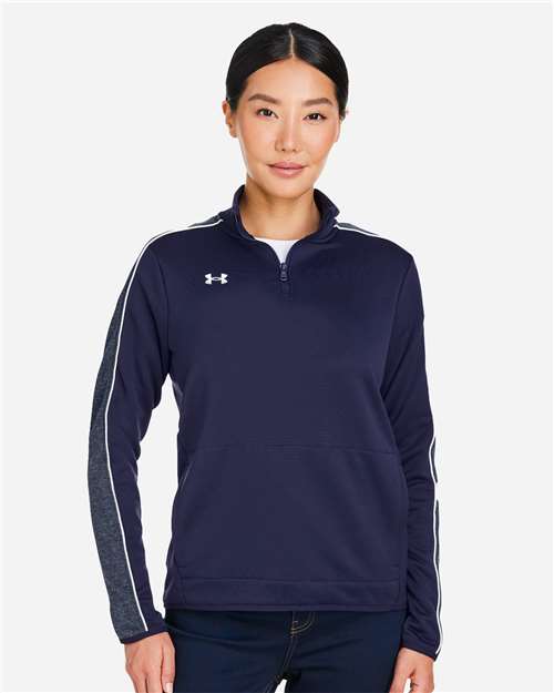Under Armour Women's Command 2.0 Quarter-Zip Pullover - 1383274 Midnight Navy- White