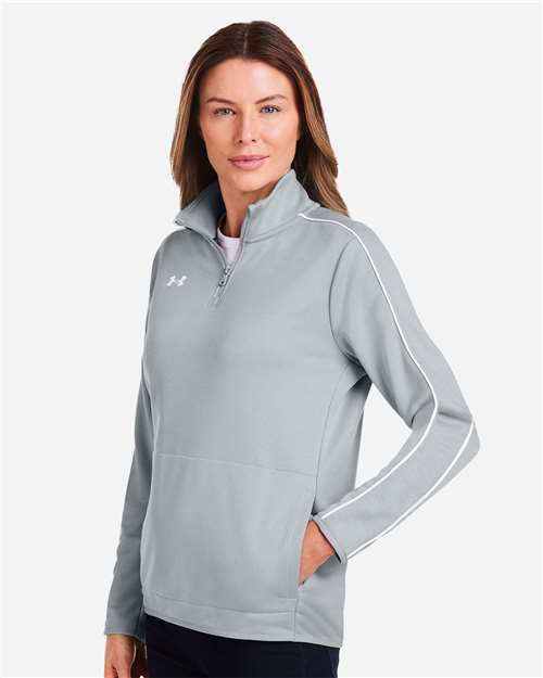 Under Armour Women's Command 2.0 Quarter-Zip Pullover - 1383274 Mod Grey- White