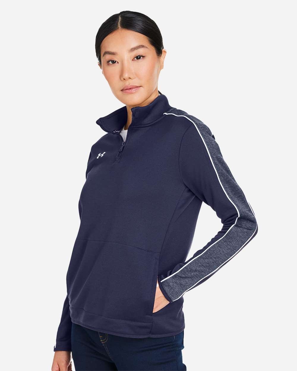 Under Armour Women's Command 2.0 Quarter-Zip Pullover - 1383274 Midnight Navy- White
