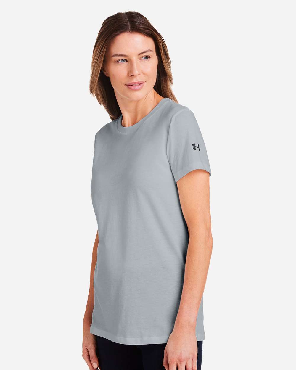 Under Armour Women's Athletic 2.0 T-Shirt - 1383284 Mod Grey Medium Heather- Black