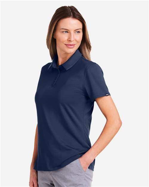 Under Armour Women's Recycled Polo - 1385910 Midnight Navy- White