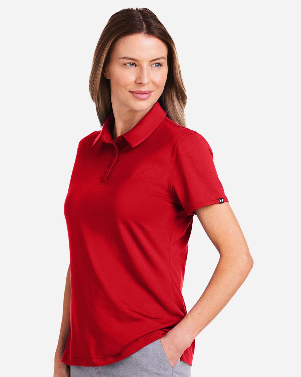 Under Armour Women's Recycled Polo - 1385910 Red- White
