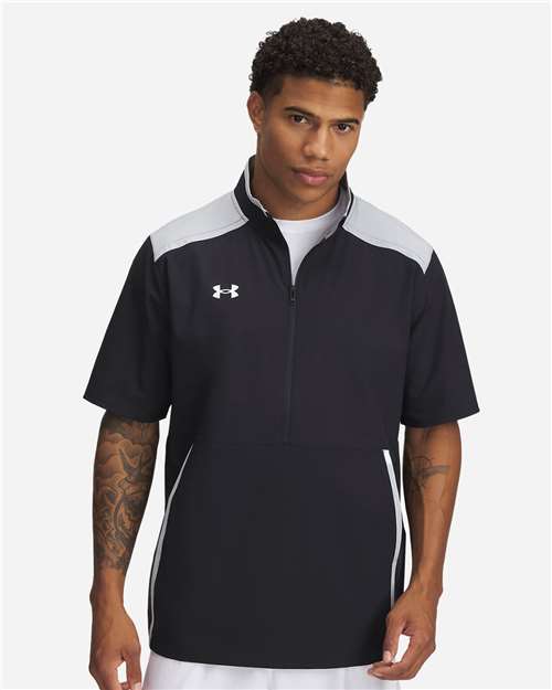 Under Armour Men's Motivate 3.0 Short Sleeve Half-Zip - 1389612 Black- Mod Grey- White