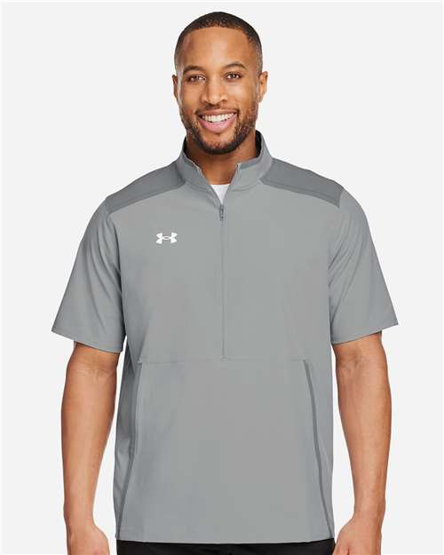 Under Armour Men's Motivate 3.0 Short Sleeve Half-Zip - 1389612 Mod Grey- White