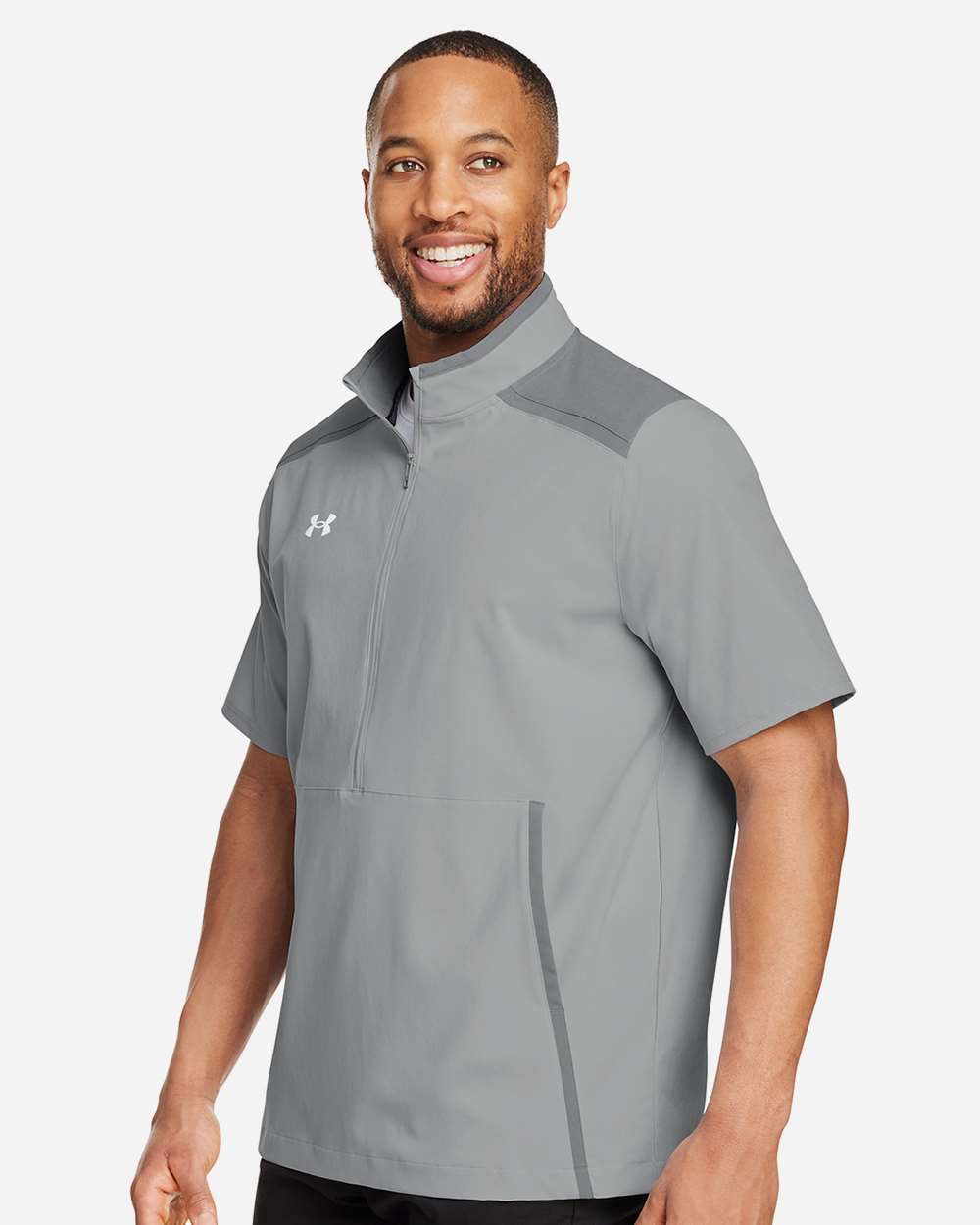 Under Armour Men's Motivate 3.0 Short Sleeve Half-Zip - 1389612 Mod Grey- White