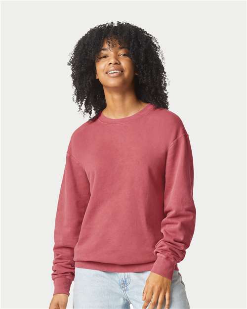 Comfort Colors Unisex Garment-Dyed Lightweight Fleece Crewneck Sweatshirt - 1466 - 1466C Crimson