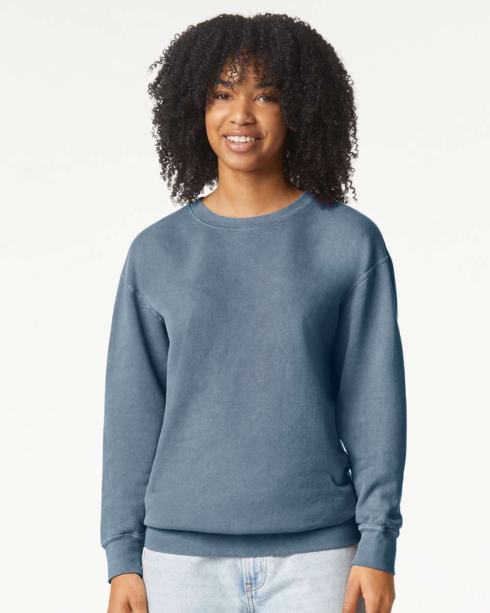 Comfort Colors Unisex Garment-Dyed Lightweight Crewneck Sweatshirt - 1466 - 1466C Blue Jean