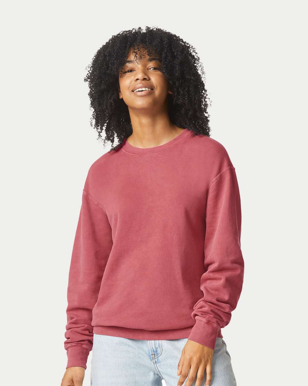 Comfort Colors Unisex Garment-Dyed Lightweight Crewneck Sweatshirt - 1466 - 1466C Crimson