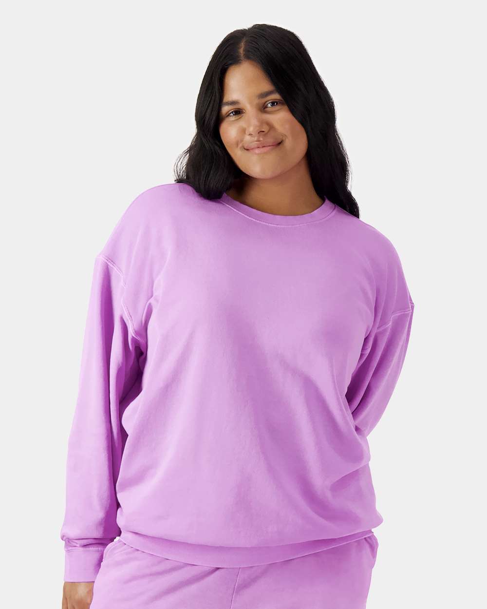 Comfort Colors Unisex Garment-Dyed Lightweight Crewneck Sweatshirt - 1466 - 1466C Neon Violet
