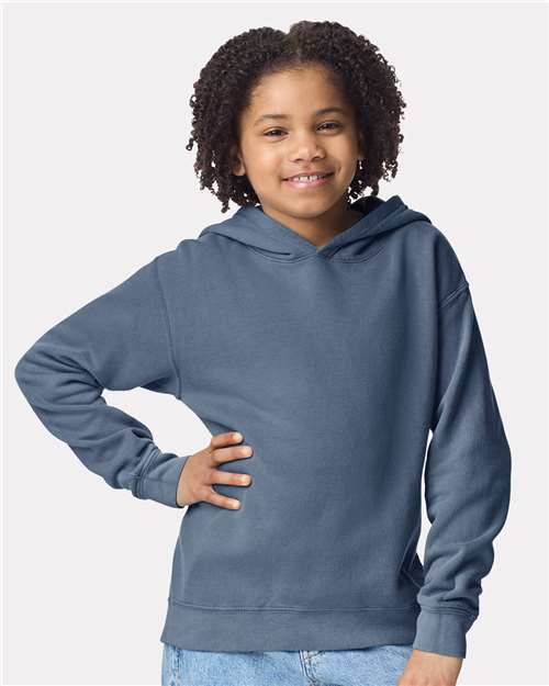 Comfort Colors Youth Garment-Dyed Lightweight Fleece Hooded Sweatshirt - 1467Y Blue Jean