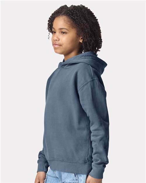 Comfort Colors Youth Garment-Dyed Lightweight Fleece Hooded Sweatshirt - 1467Y Blue Jean