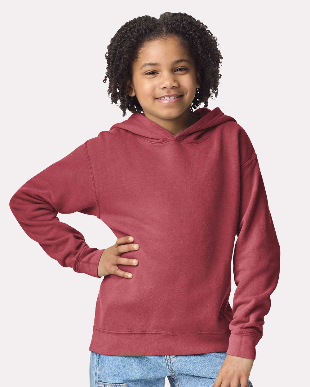 Comfort Colors Youth Garment-Dyed Lightweight Hooded Sweatshirt - 1467Y Crimson