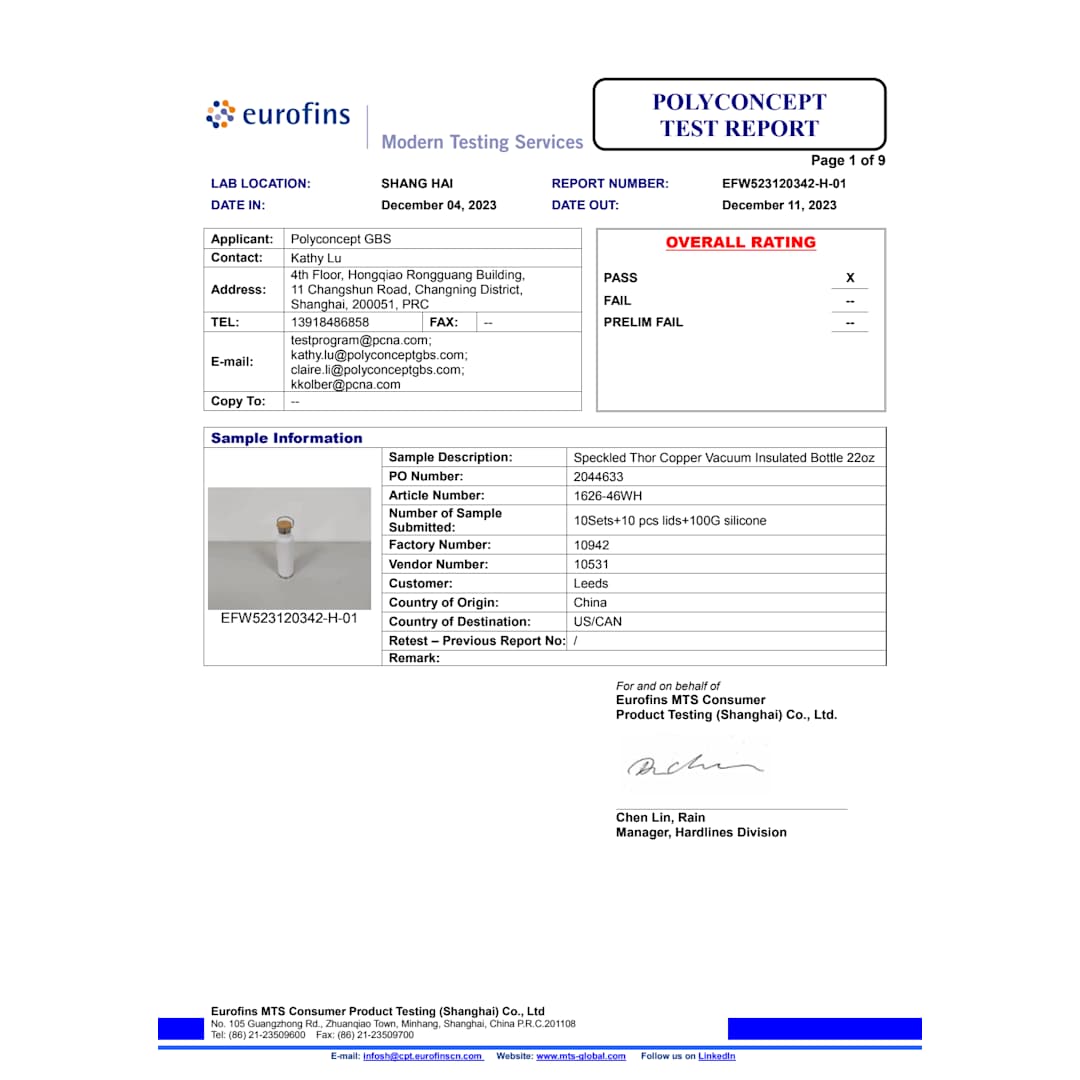 Speckled Thor Copper Vacuum Insulated Bottle 22oz - 1626-46 Black