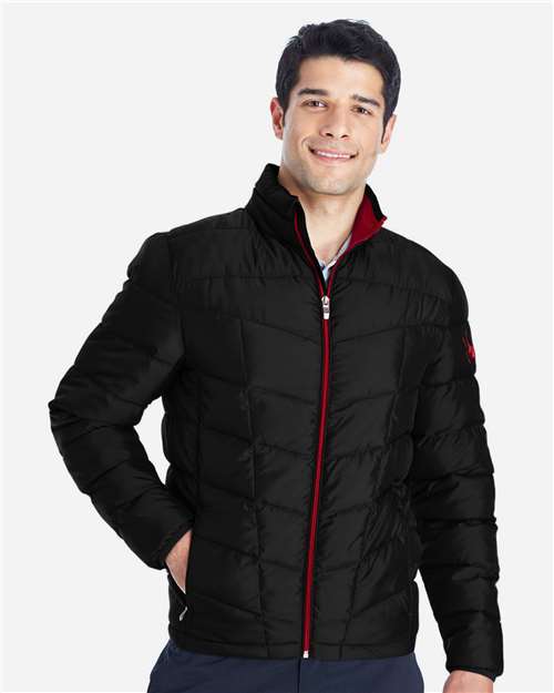 Spyder Men's Pelmo Insulated Puffer Jacket - 187333 Black- Red