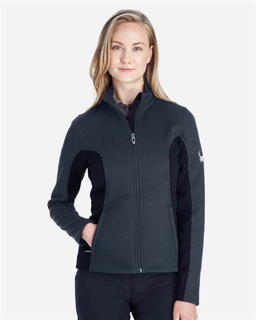 Spyder Women's Constant Full-Zip Sweater Fleece Jacket - 187335 Frontier- Black- White