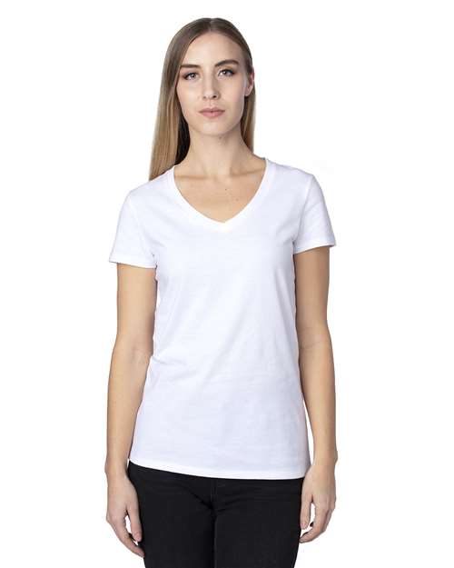Threadfast Apparel Women's Ultimate CVC V-Neck T-Shirt - 200RV White