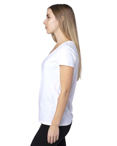 Threadfast Apparel Women's Ultimate CVC V-Neck T-Shirt - 200RV White