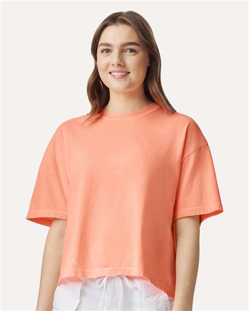 Comfort Colors Women's Garment-Dyed Heavyweight Boxy T-Shirt - 3023CL Neon Cantaloupe
