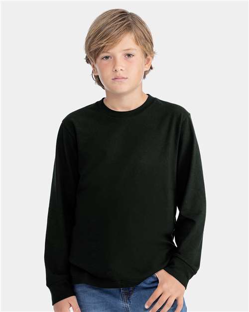 Next Level Youth Cotton Long Sleeve T-Shirt - 3311 - 3311N Black