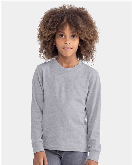 Next Level Youth Cotton Long Sleeve T-Shirt - 3311 - 3311N Heather Grey