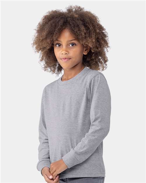 Next Level Youth Cotton Long Sleeve T-Shirt - 3311 - 3311N Heather Grey