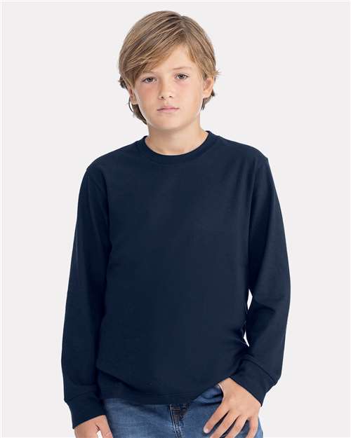 Next Level Youth Cotton Long Sleeve T-Shirt - 3311 - 3311N Midnight Navy